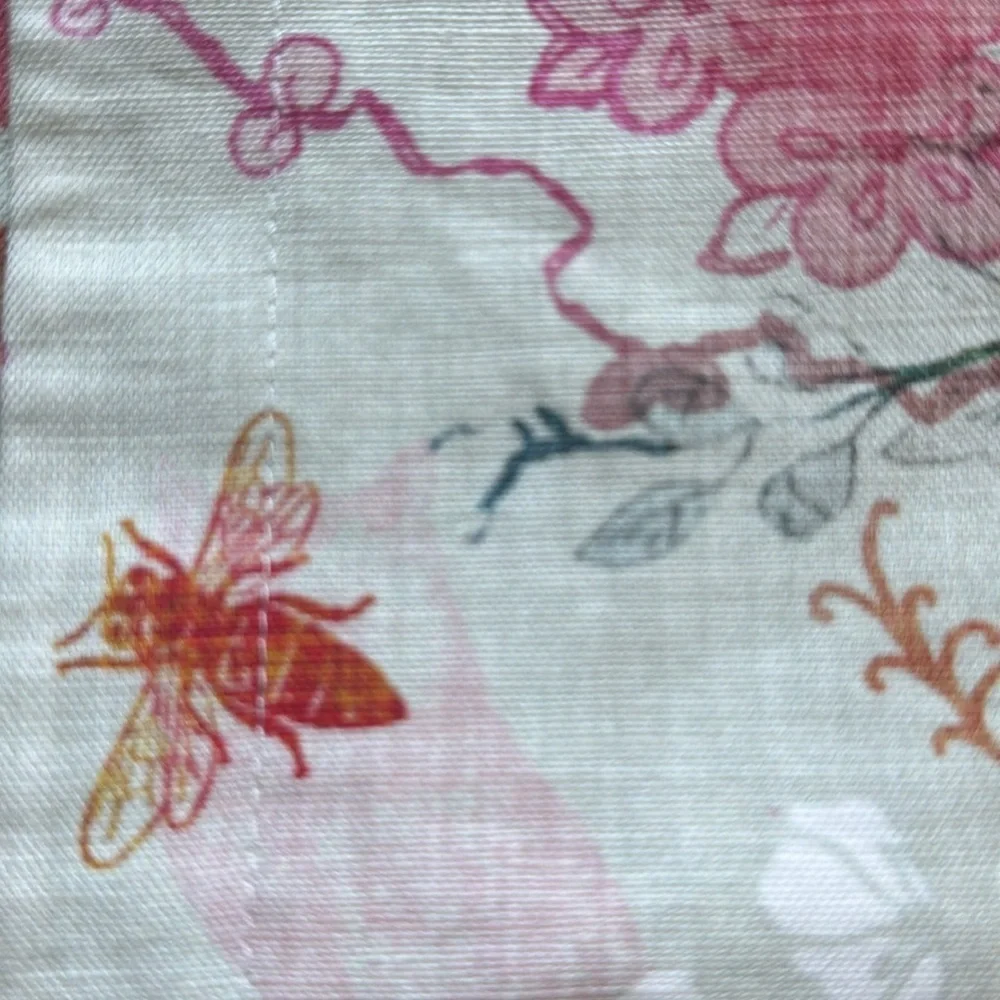 Spoonflower linen blend pillow cover Birds Bees 26’X16’ Botanical French country